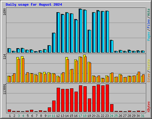 Daily usage for August 2024